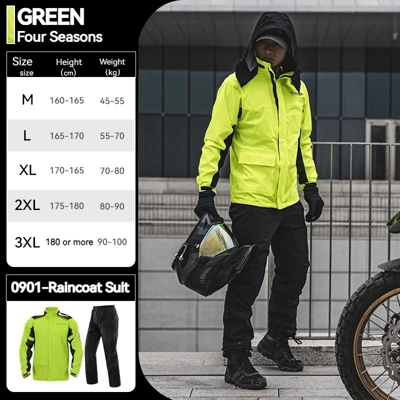SULAITE Motorcycle Raincoat Suits Men Waterproof Rain Gear Rain Jacket Reflective Work Rain Coats Lightweight Hiking Rainsuit LadyShow.Store