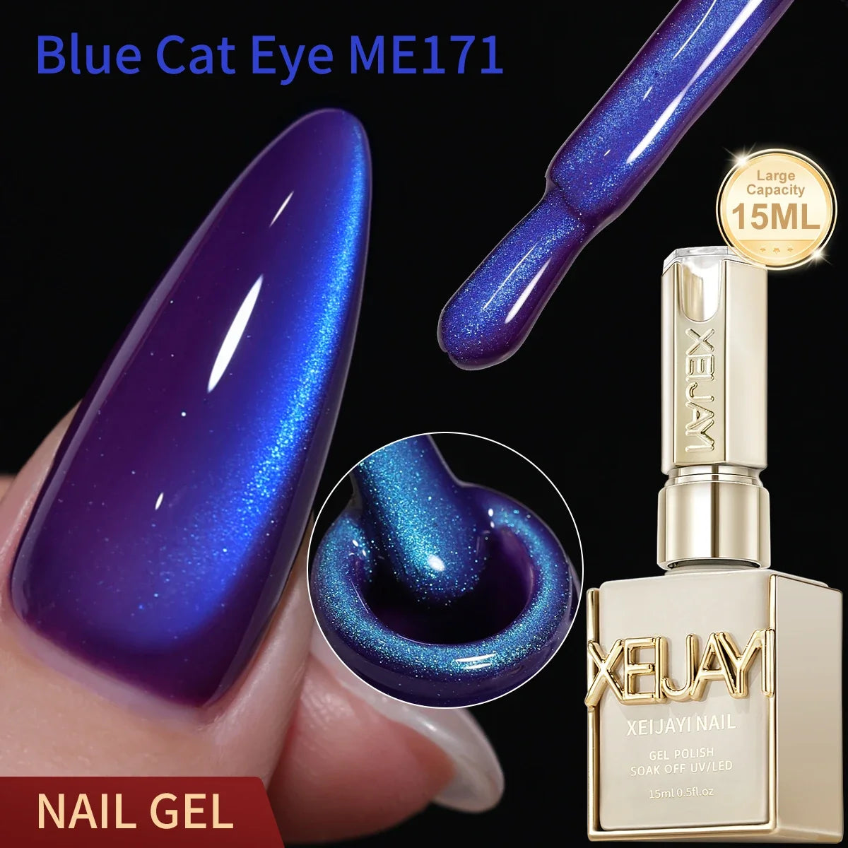 XEIJAYI 1pc 15ML Blue cat eye Nail Gel polish Semi Permanent Nail Art Soaking UV LED Nail Salon DIY Nail Salon Gel Tri Light Beauty