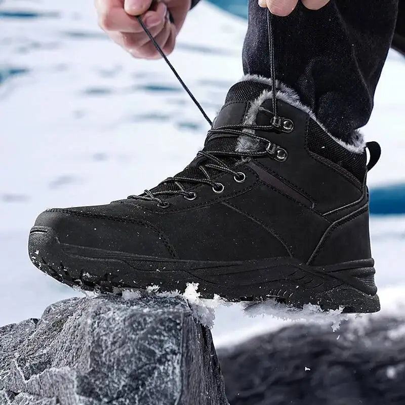 New Autumn and Winter High-Top Thick-Soled Fleece-Lined Men's Snow Boots, Outdoor Hiking Shoes, Hunting Boots, Hiking Boots Pi-Mart