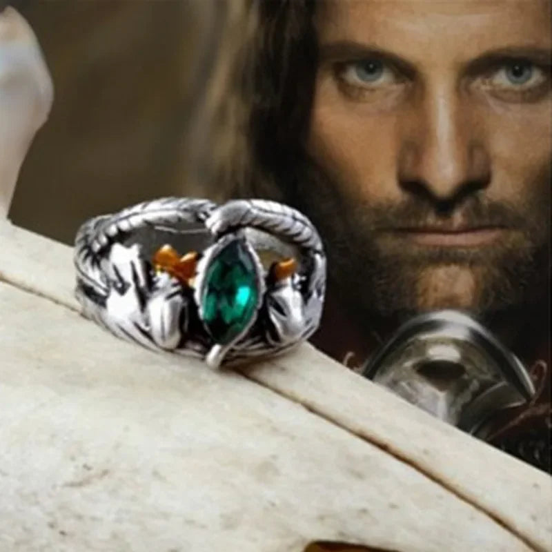New Fashion Barahir Aragorn Gondor Ring Men Women Green Crystal Ring Jewelry Pi-Mart