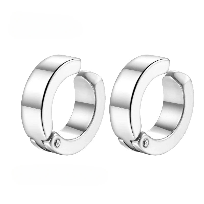 1 Pairs Fake Ear Clip Hoop Earrings for Men and Women Stainless Steel Painless Non Piercing Fake Earrings Jewelry Gifts Pi-Mart