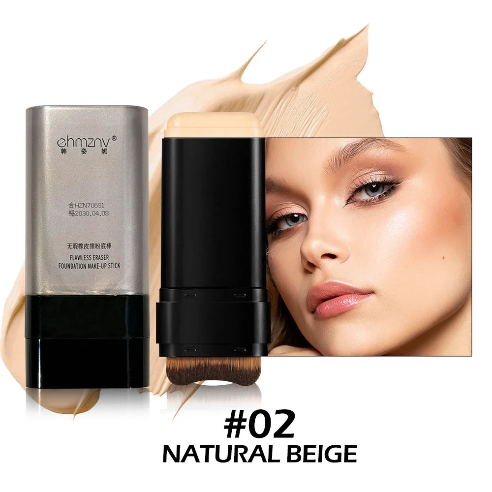Dual-Head Foundation Stick | Built-in Brush, One-Step Application & Touch-Up, Lightweight & Long-Lasting, No Cakey LadyShow.Store