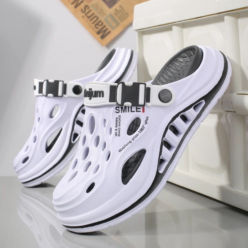 2026 New Men's Holes oes Summer Thi Bot Anti-Slip Driving Beach Slippers Spor Casual EVA Injection Moulding Footwear Pi-Mart