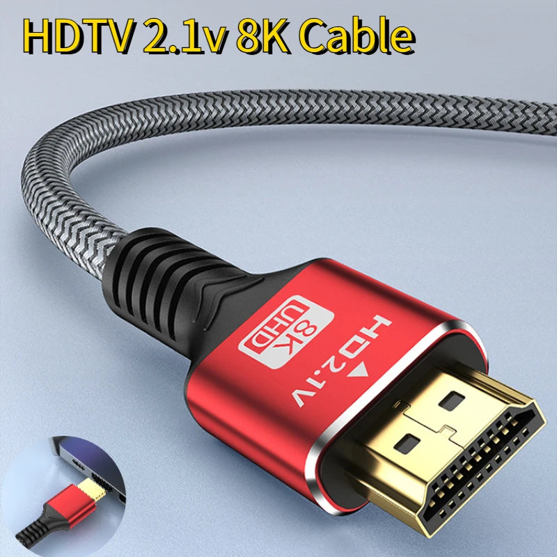 8K HDMI2.1 Cable High Speed HDMI 8K Cable 60HZ 2.1V 4K 144HZ 3D TV Computer Monitor Projector PS Game Console Audio And Video Pi-Mart