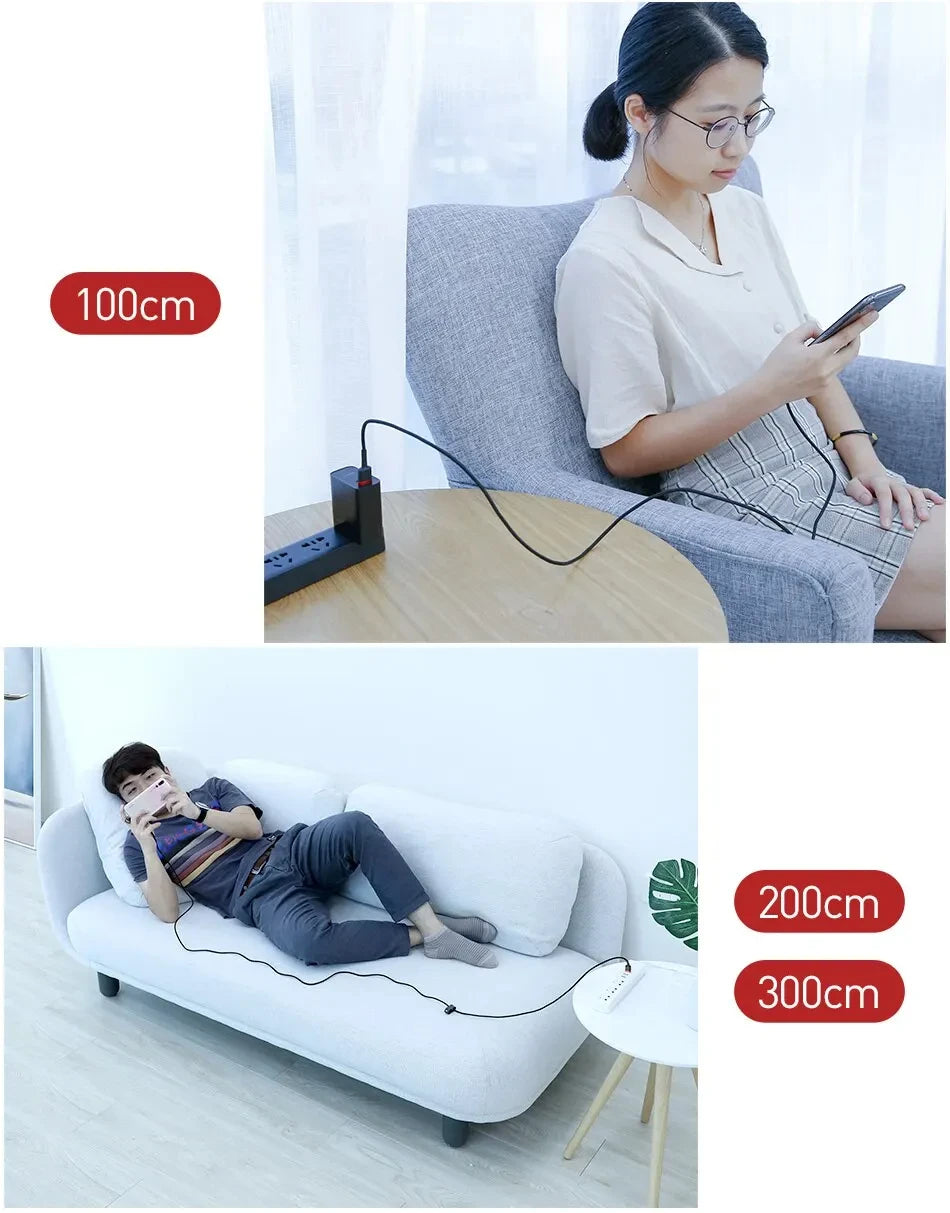 Baseus USB C Cable for oneplus 12 Quick Charge 3.0USB C Cable Fast Charging Cable Type C for Huawei Xiaomi 13 USB-C Charger Wire Pi-Mart