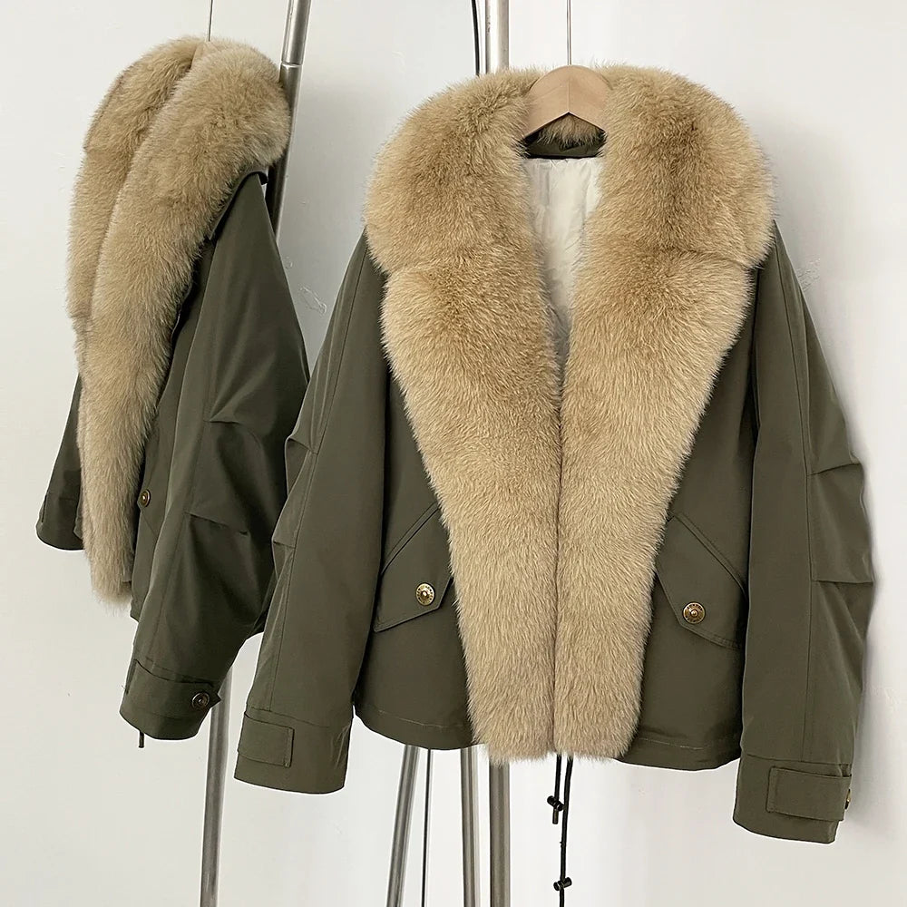 Down Jacket Women Real Fox Fur Collar Autumn 2025 Winter White Duck Down Coat Warm Puffer Jacket Female Waterproof  Feathers LadyShow.Store