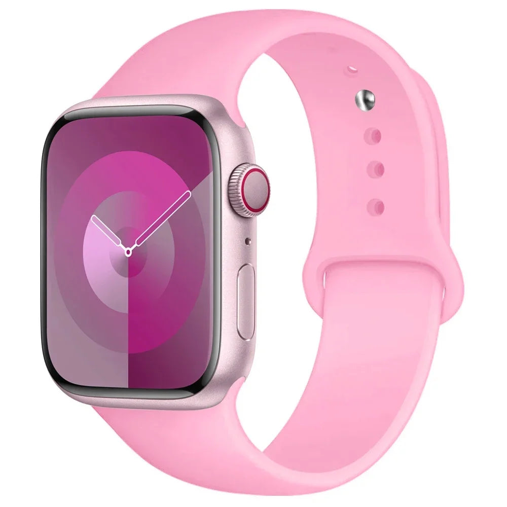 Silicone Band For Apple Watch strap 44mm 45mm 40mm 41mm 42-38mm 45 mm sport bracelet iwatch series 8 7 6 5 4 3 SE 9 Ultra 2 49mm LadyShow.Store