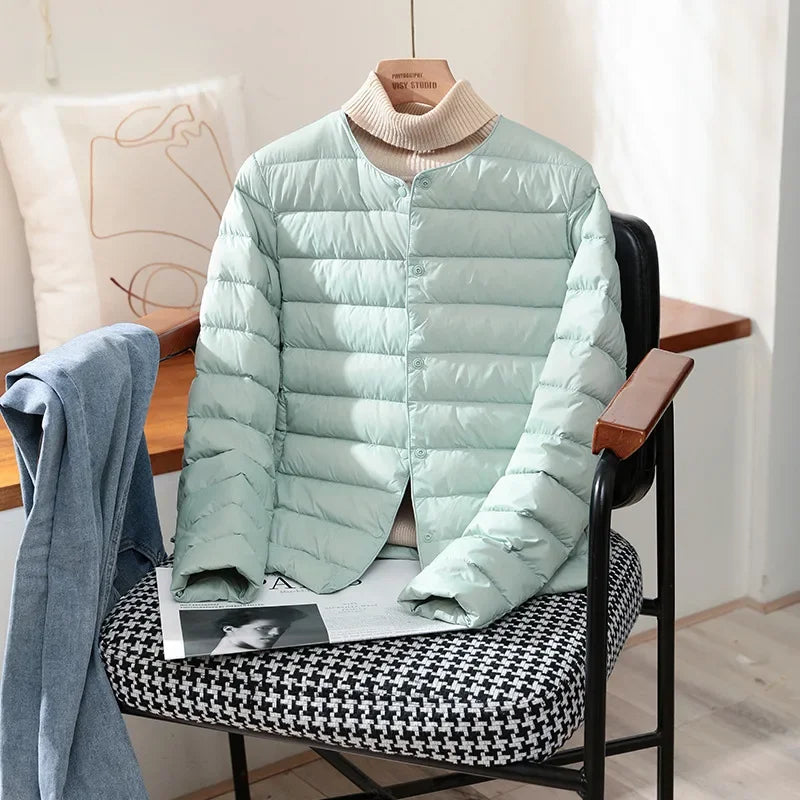 2026 New Arrivals Autumn Winter Warm Women White Duck Down Slim Jackets Female Fashion Ultra Lightweight Packable Puffer Coats LadyShow.Store