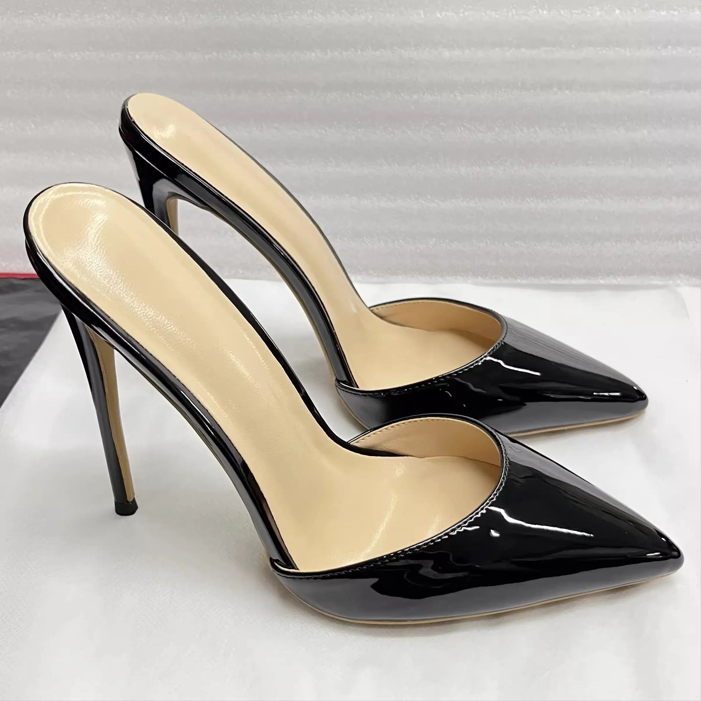 Pointed Toe 8/10/12 cm High Heel Mule for Women with a Distinctive Style, Wearing Ultra High Heel Half Slippers Externally LadyShow.Store