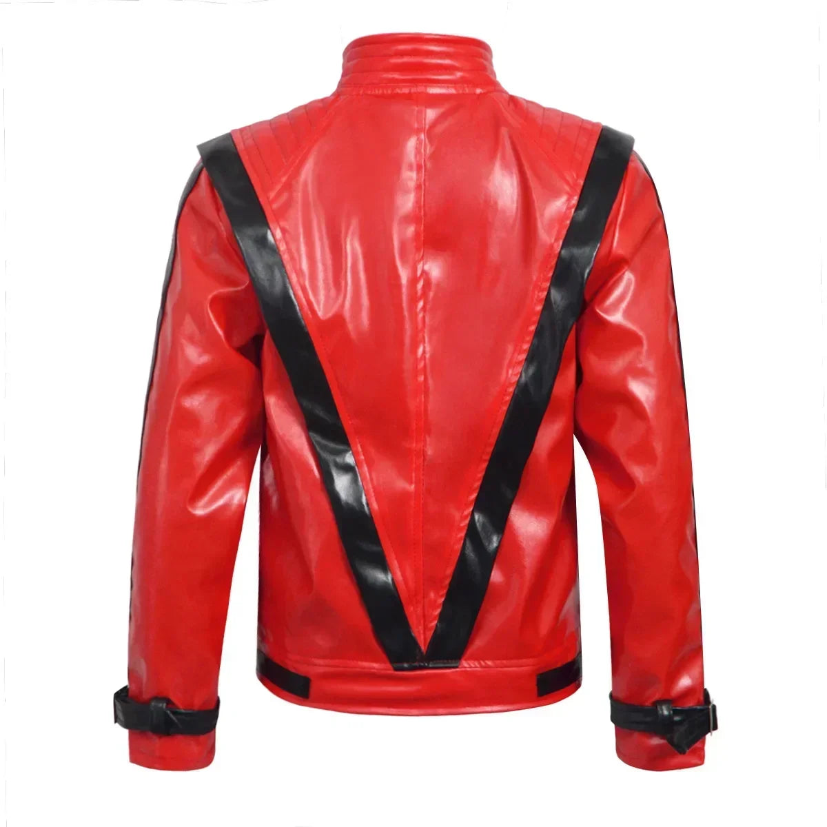 Classic Michael Red Leather Jacket Cosplay Costume Zipper Design Carnival Performance Wear Teen And Adult Pi-Mart