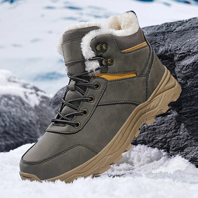 New Autumn and Winter High-Top Thick-Soled Fleece-Lined Men's Snow Boots, Outdoor Hiking Shoes, Hunting Boots, Hiking Boots Pi-Mart