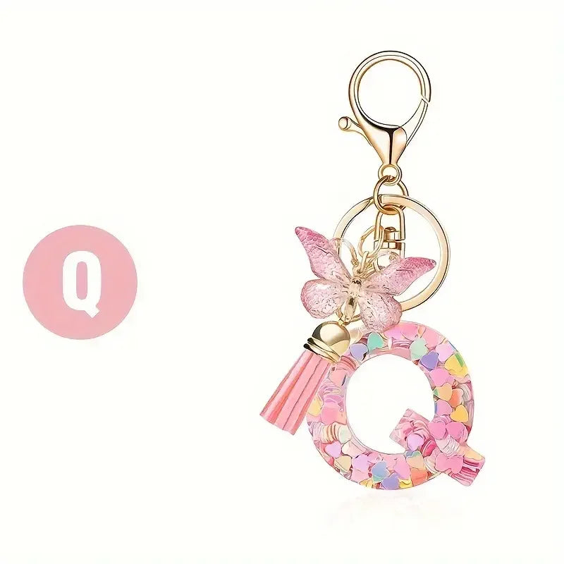 Fashion DIY A-Z Letters keychain Metal Holder Pendent Key Chain Women Car Key Ring Simple Letter Name Key Party Gift Jewelry Pi-Mart