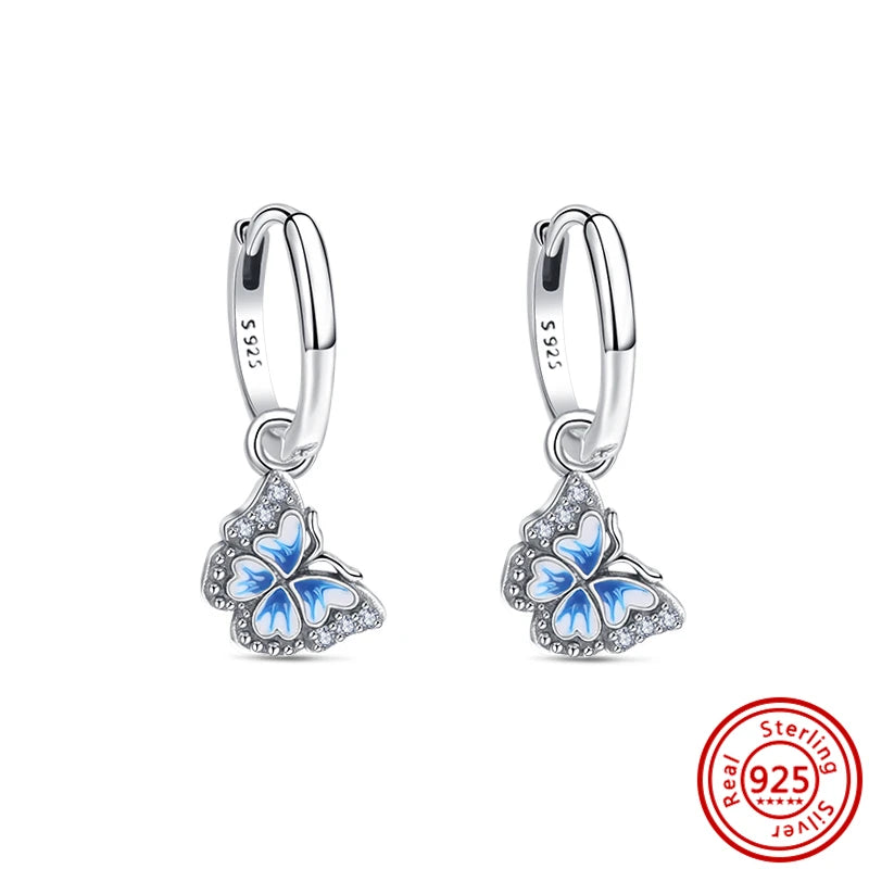 Hot Sale 925 Sterling Silver Heart Earrings Fit Original Charms Hoop Earrings For Women Girls Stud Earring Fine Jewelry Gifts Pi-Mart