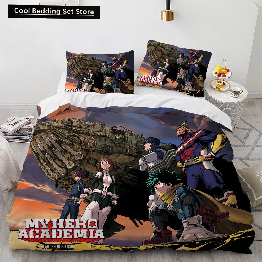 New Anime My Hero Academy Bedding Set Anime Characters Duvet Cover 3D Cartoon Polyester Quilt Cover Queen King Size Kids Boys Pi-Mart