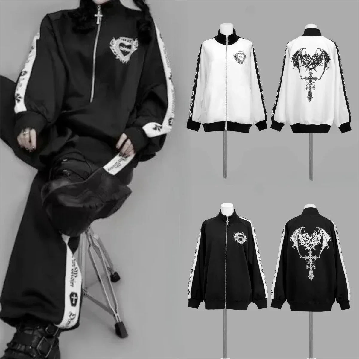 Gothic Subculture Hip-hop Sweatshirts Women Autumn Turtleneck Hoodie Coats Harajuku Loose Versatile Daily Jackets Zip Up Clothes LadyShow.Store