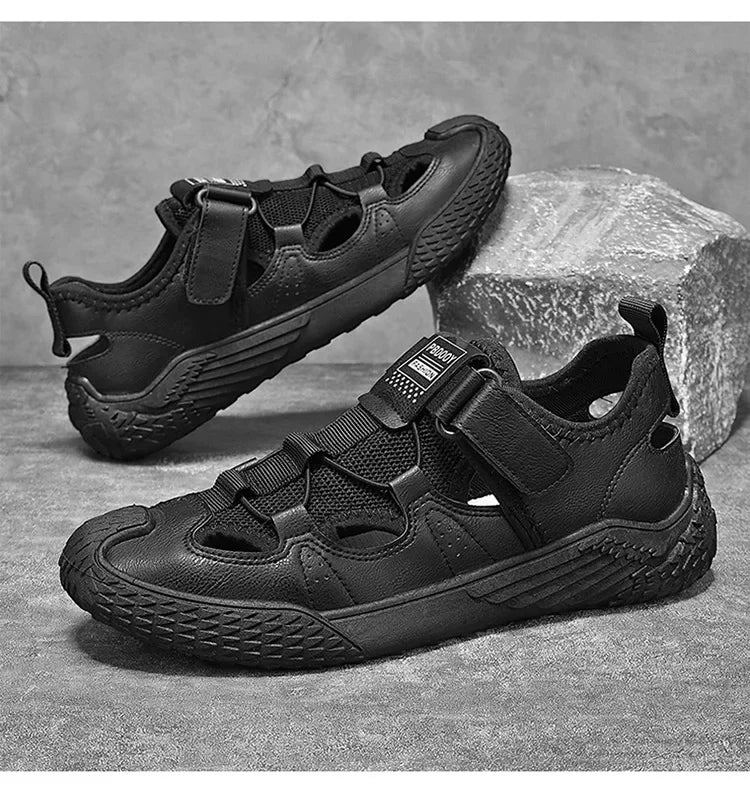 Large Size Sandals for Men, 2026 New Style, Trendy, Versatile, Casual Sports Sandals, Soft-Soled Hollow Beach Shoes for Men Pi-Mart