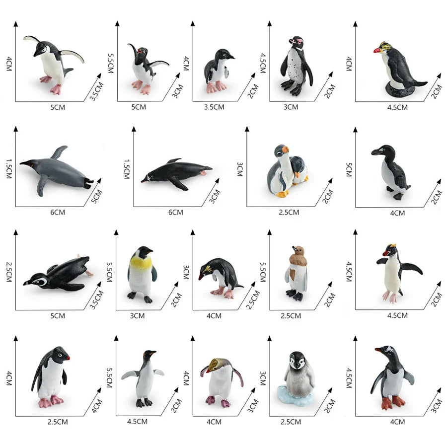 Realistic Mini Ocean Animal Figurines Plastic Marine Sea Creatures Whale Shark Dolphin Turtle Penguin Model Playset Gift for Kid LadyShow.Store