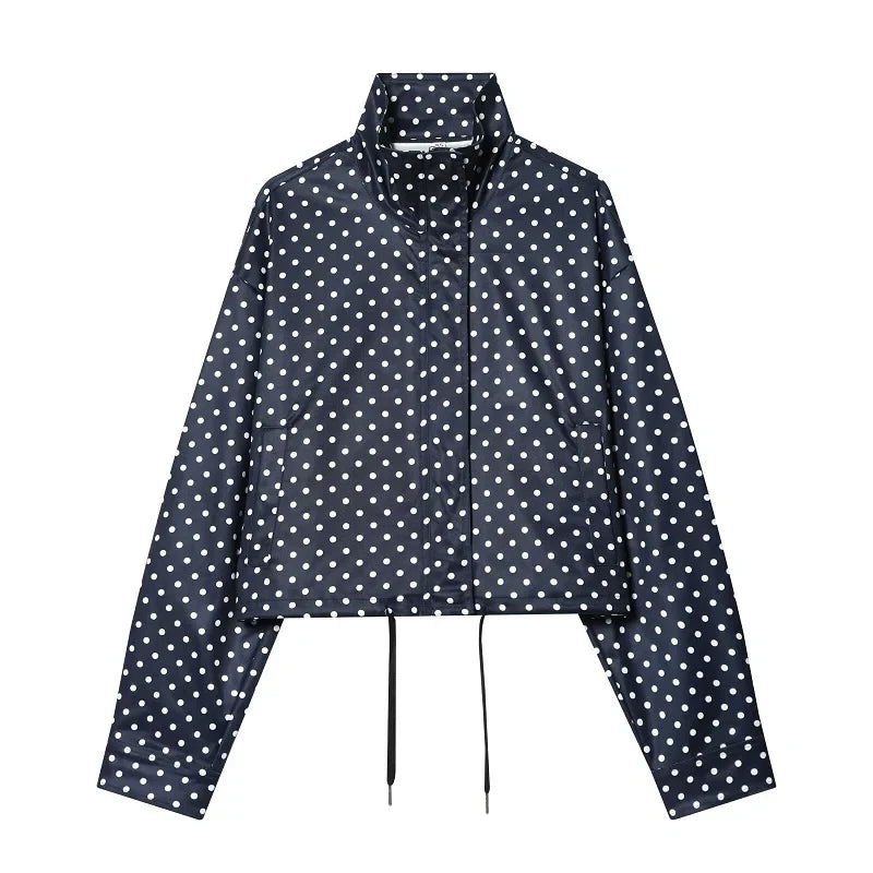MUJER Polka Dot Bomber Jackets for Women Oversized Cropped Jacket Woman Long Sleeve Women's Jacket Fashion Winter Coat Female LadyShow.Store