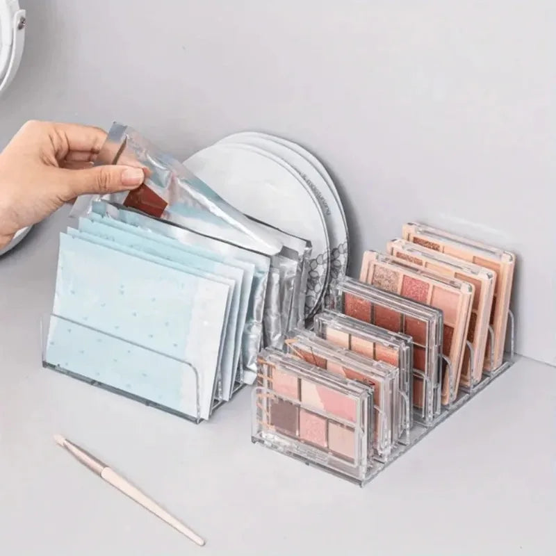 7-Slot Transparent Plastic Cosmetic Organizer Multi-Functional Makeup Holder for Home Office Bathroom Dressing Table Sorting Pi-Mart