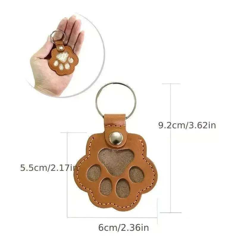 Cute Paw Print Pet Hair Memorial Keychain Leather Dog Cat Fur Holder Keepsake Key Ring Personalized Pet Loss Memory Key Chains G Pi-Mart
