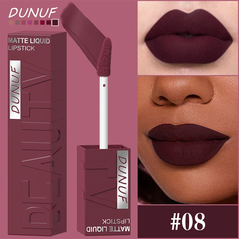 Matte Velvet Lipstick Lip Gloss Waterproof Smooth Long-Lasting Non-sticky Non-transfer Deep Red Nude Y2K Daily&Party Makeup Gift Tri Light Beauty