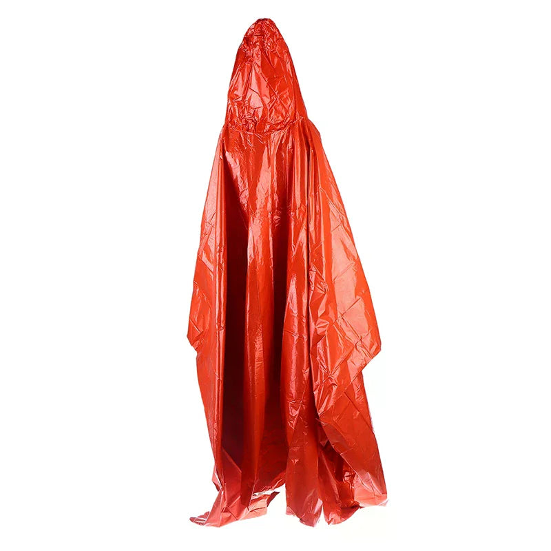 Waterproof Emergency Rain Poncho PE Thermal Blanket Raincoat Hooded Cover For Outdoor Camping Hiking Travel Motorcycle Rain Gear Pi-Mart