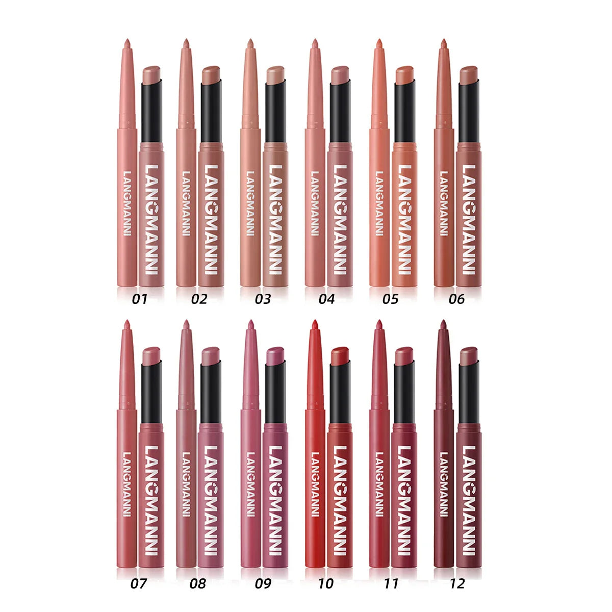2Pcs/set Matte Soft Mist Slanted Mouth Lipstick + Lip Liner Set Combo Light Matte and Non-Drying Waterproof Non-Stick Lip Set LadyShow.Store
