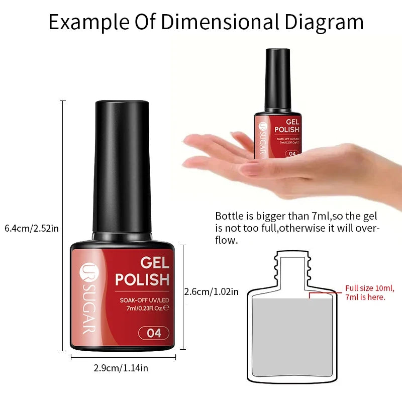 UR SUGAR 7ML Nail Gel Fresh Macaron 107 Colors All For Manicure Semi Permanent Soak Off LED UV Long-Lasting Nail Art Varnish Tri Light Beauty