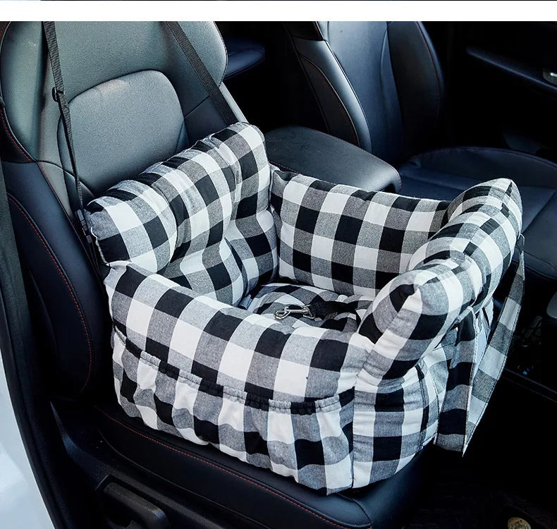 Dog Car Seat with Safety Belt - Non-Slip Pet Car Bed for Small Dogs, Washable Travel Carrier with Secure Straps for Safe Car Pi-Mart