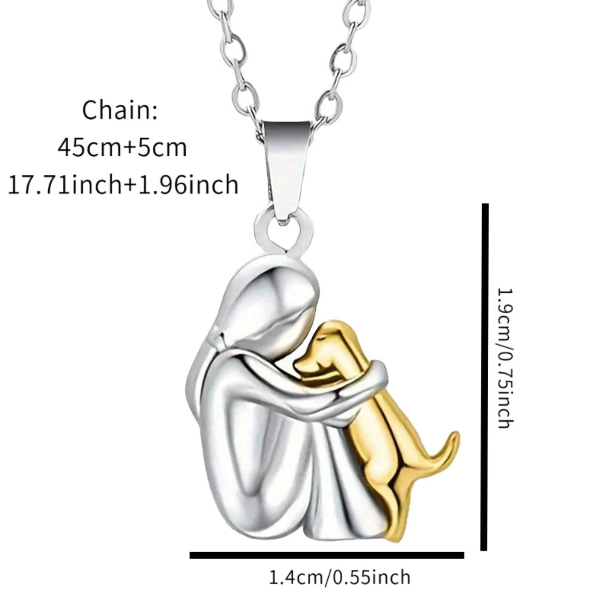 Girl Dog Pendant Necklaces, Stainless Steel Necklace Women, Minimalism Style Jewelry Accessories Chain Pi-Mart