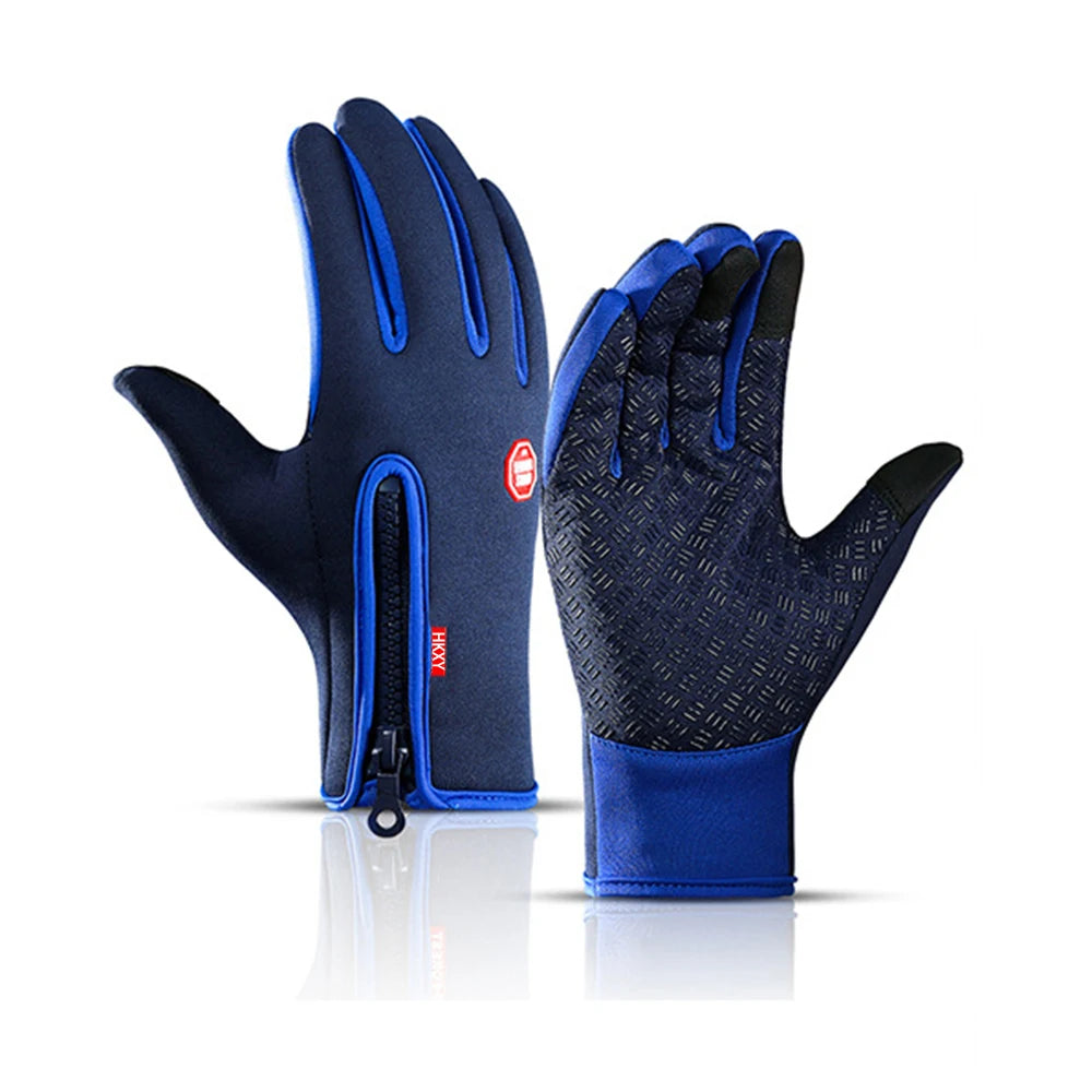 Winter Cycling Gloves Men Women Motorcycle Fleece Sport Zipper Autumn Touch Screen Warm Water-Repellent Windproof Non-slip Glove Pi-Mart