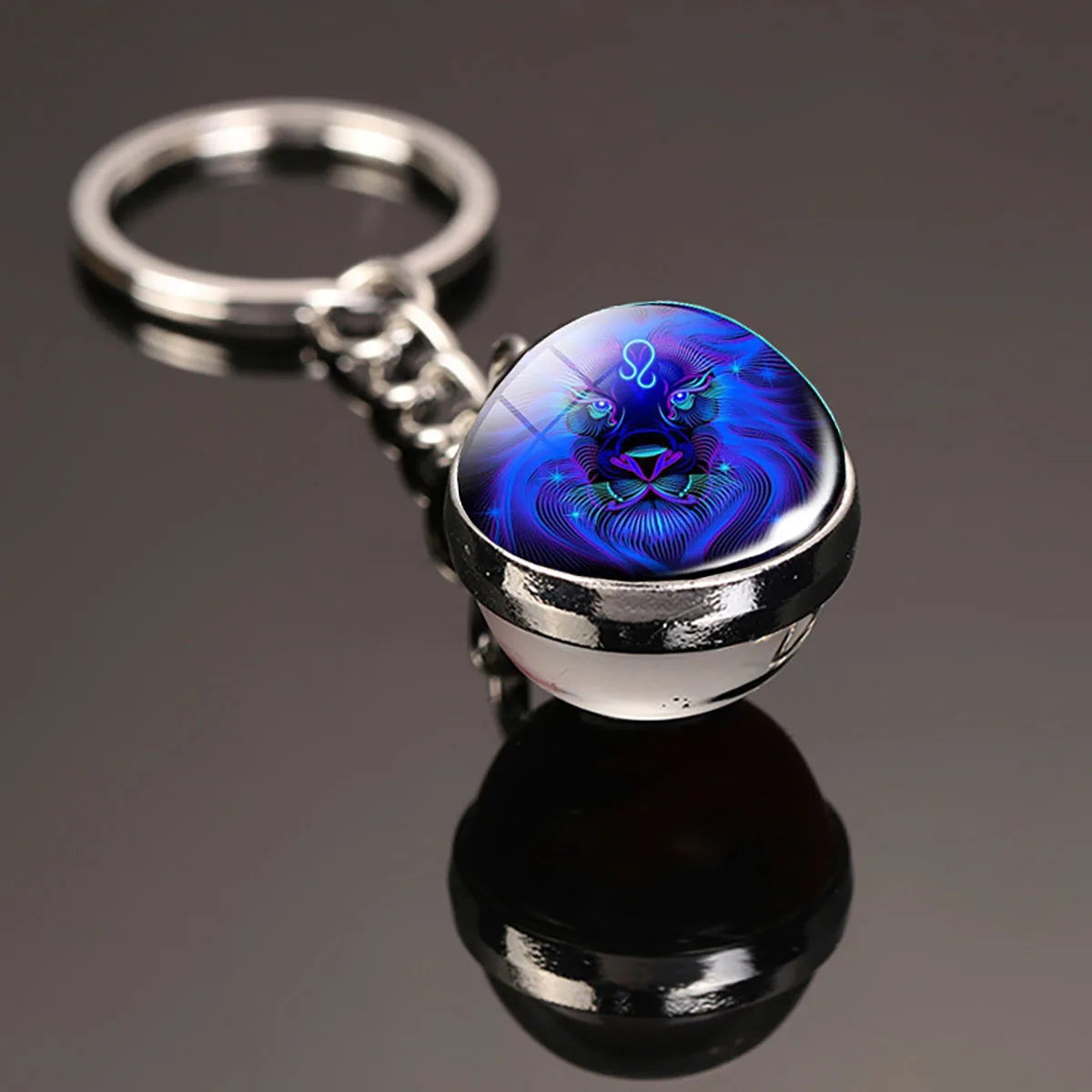 12 Constellation Key Chain Luminous Double Sided Glass Ball Pendant 12 Zodiac Key Chain Fashion Birthday Gift for Men and Women Pi-Mart