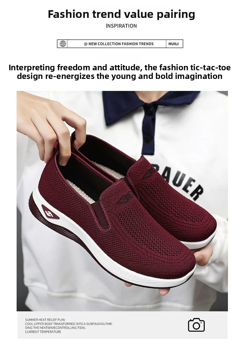 Women's Shoes Spring and Autumn New Mesh Breathable Casual Shoes Outdoor Lightweight Non-slip Wedge Heel Thick-soled Sneakers Pi-Mart
