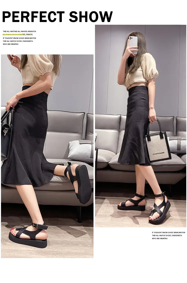 AIYUQI Sandals Women Genuine Leather 2026 Summer New Clip Toe Sandals Ladies Roman Women Shoes Muffin Sandals WHS MTO Pi-Mart