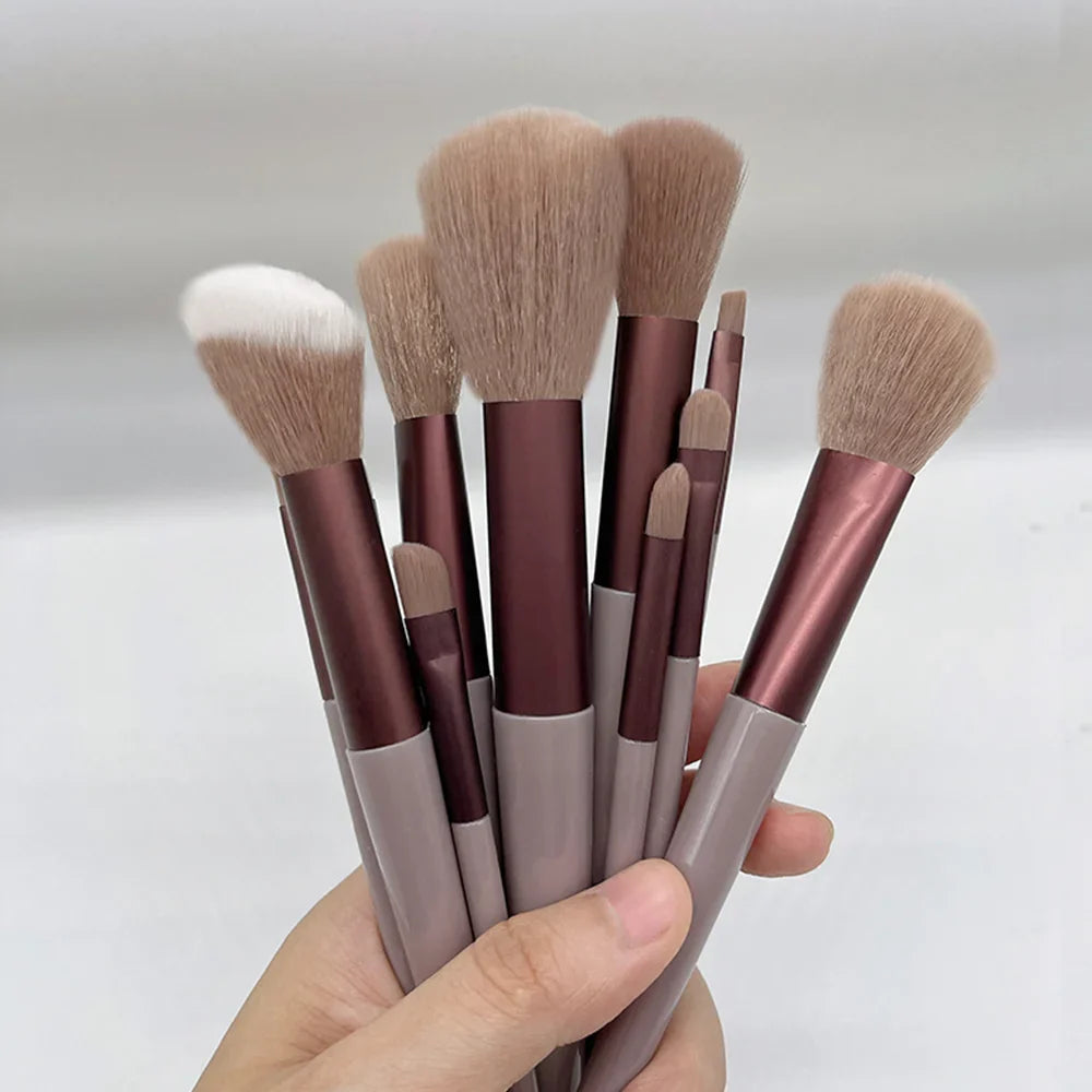 13 PCS Makeup Brushes Set Eye Shadow Foundation Women Cosmetic Brush Eyeshadow Blush Beauty Soft Make Up Tools Bag Tri Light Beauty