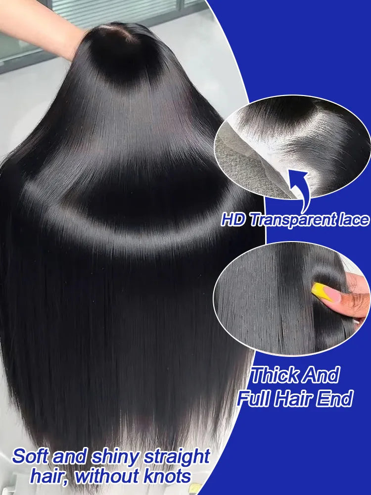 40 Inch Bone Straight Human Hair Wig 13x4 13x6 HD Transparent Lace Wigs Brazilian Full Lace Frontal Wig For Women 300% Density LadyShow.Store