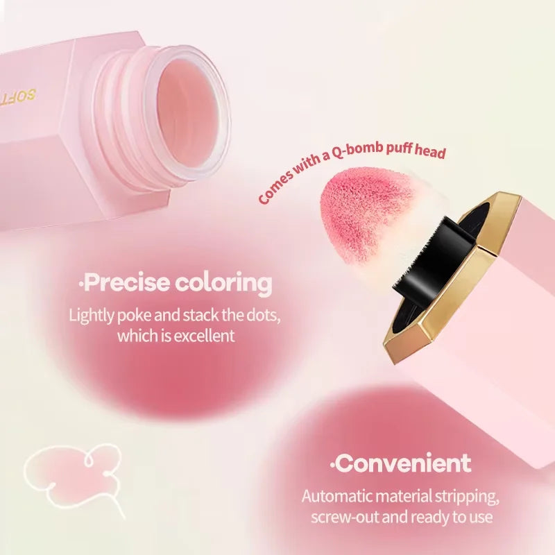 3-Color Matte Liquid Powder Blusher Easy to Apply Durable Waterproof Powder Blusher Sponge Brush Head Tri Light Beauty