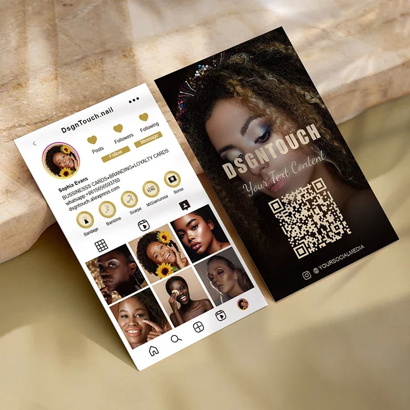 DsgnTouch Instagram Custom QR Card Review Customized Visit Lash Virtual Business Product Cards Beauty Personalized For Business Tri Light Beauty