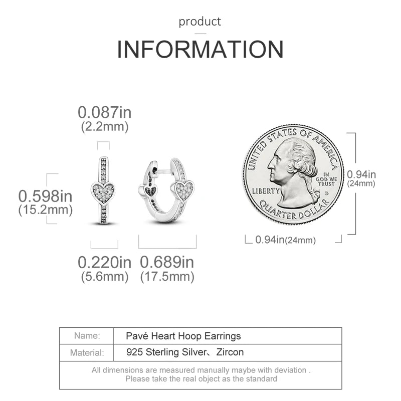 Genuine 925 Sterling Silver Love Feather Earrings Fit Original Charms Hoop For Women Girls Stud Earring Fine Jewelry Gifts Pi-Mart