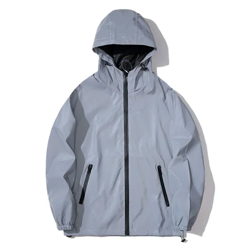 New Couple Night Reflective Clothing Solid Color Jacket Polyester Student Male Class Uniform Trendy Luminous Dancer Jacket LadyShow.Store