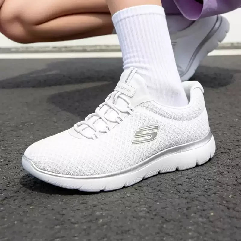 Skechers Women's Spring Shoes, Breathable Mesh Athletic Sneakers, Lightweight Running Shoes with Soft Soles 12980-GYPK Pi-Mart