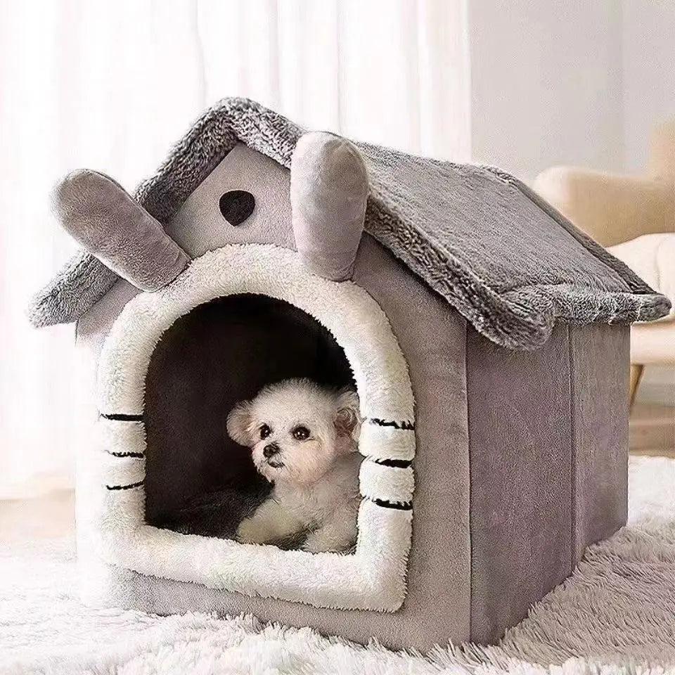 House Style Pet Bed for Small Dogs & Cats - All Season Removable Washable Dog House Winter Warm Teddy Bed Pet Supplies Pi-Mart