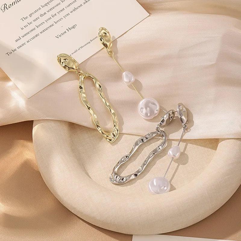 LATS Elegant Asymmetrical Baroque Pearl Stud Earrings for Ladies and Girls Personality Irregular Fashion Jewelry Party Gifts Pi-Mart