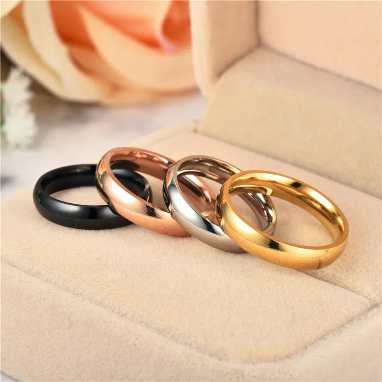 Simple 6mm Titanium Ring Women Men Prevent Allergy High Polished Wedding Rings Stainless Steel Couple Finger Jewelry Gifts Pi-Mart