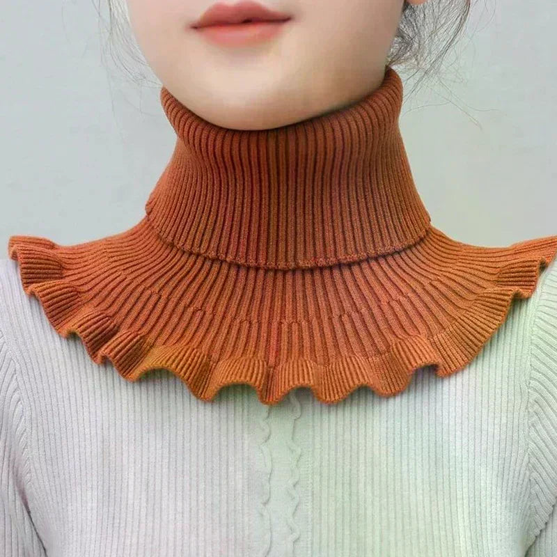 Warm Knitted Fake Collar Women Thicken Turtleneck Ruffles False Collars Detachable Neck Guard Winter Windproof Fake Collar Pi-Mart