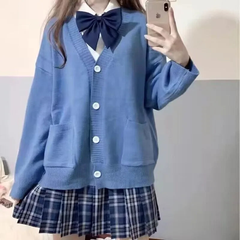 Mikasa pink cardigan sweater with the same style， Anime character COS knitted sweater, original JK uniform sweater jacket LadyShow.Store