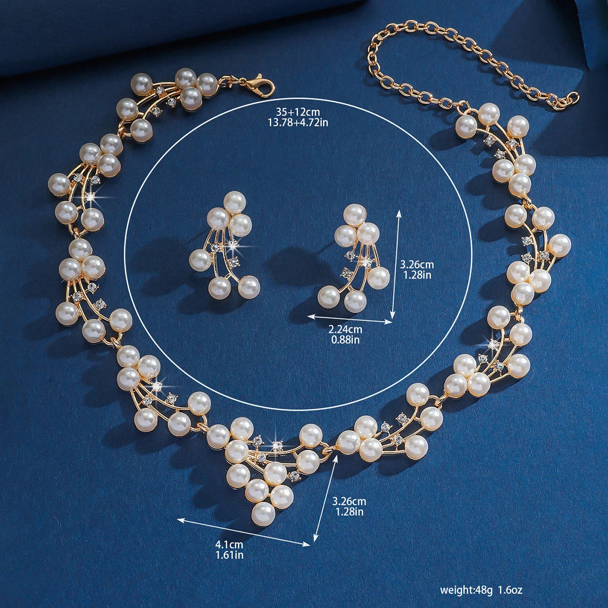 Ladies' Fashionable Design, Imitation Pearl Necklace, Earrings, Jewelry Set Suitable for Weddings, Gatherings, Holidays, Gifts Pi-Mart