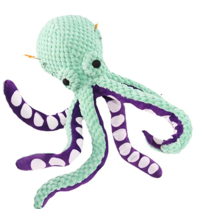 Cute Octopus Plush Dog Toy Squeaky Bite-Resistant Chew Toy for Puppy Teeth Cleaning Interactive Pet Toy Pi-Mart