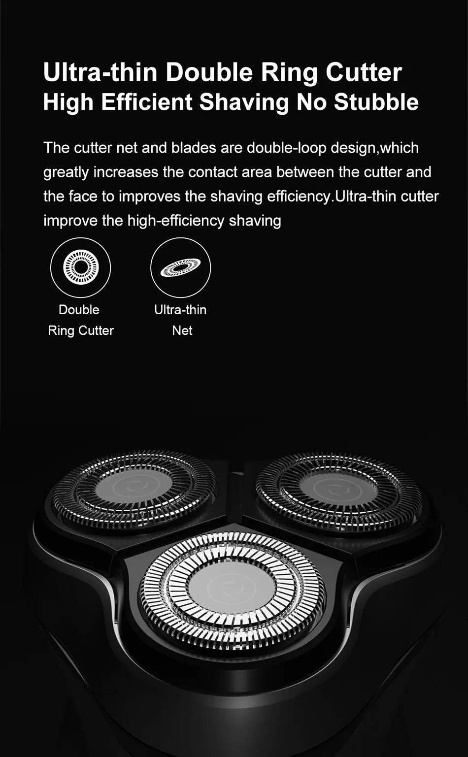 Blackstone USB Rechargeable Rotary Shaver for Men 3D Floating Blade Washable Beard Shaving Machine Electrical Facial Hair Trimme Pi-Mart