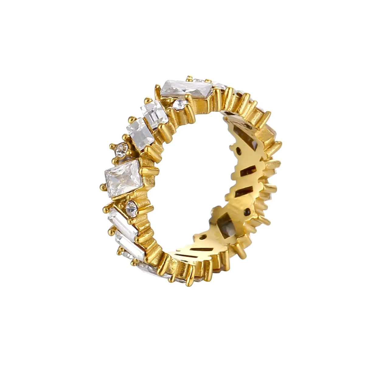 Stainless Steel Ring for Women Inlaid Zircon Rings Waterproof Romantic Fashion Jewelry Pi-Mart